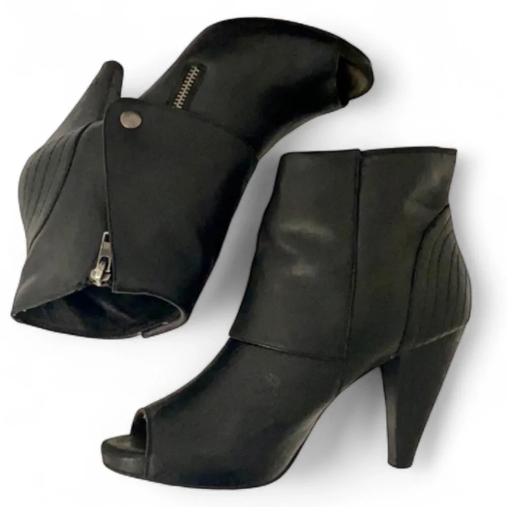 Authentic Joie black leather open toe ankle boots sz 7 Euro 37